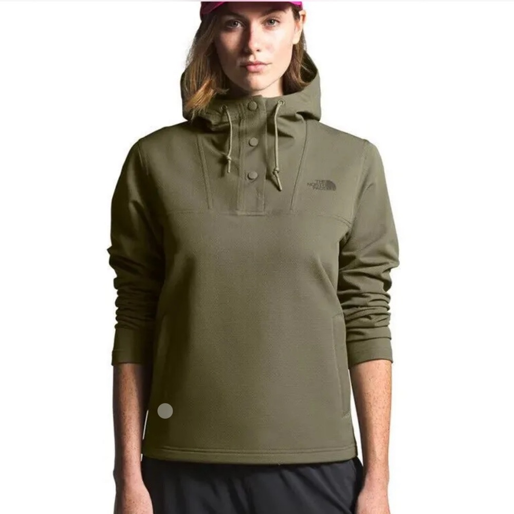The North Face Jacket Tekno Ridge Pullover Hoodie 1/4 Snap Womens Olive- Large